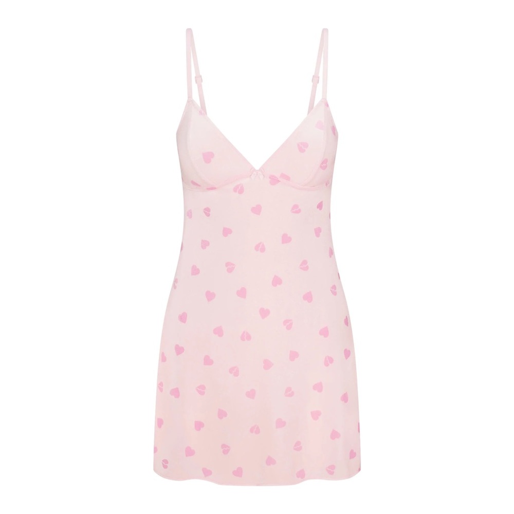 Skims Velvet Lace Slip Dress (Cherry Blossom Heart Breaker |